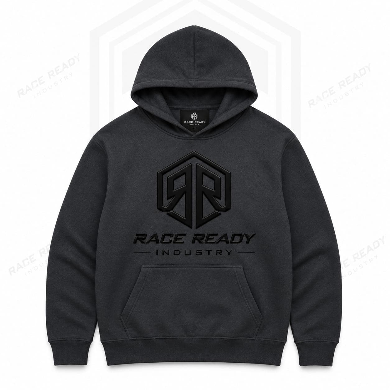 Premium Black Pullover Hoodie with Embossed Logo | Custom Streetwear Hoodie